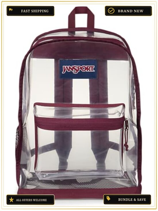 Clear Transparent Backpack 25.5L TPU Stadium Approved Mesh Bottom main image 4